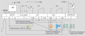 Схема внешних соединений с общей сигнализацией Варта 2-03 (220В)